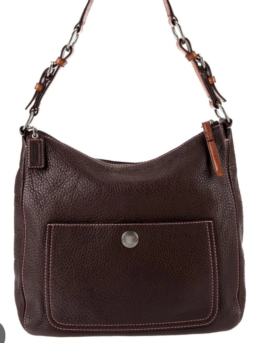 🩷COACH CHELSEA Vintage Pebbled Leather Hobo Bag! The Cutest Pink Stitching!!🪡